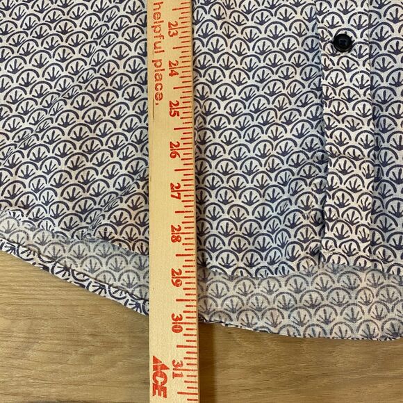 Onia Shirt Mens XL Gray 100% Linen Graphic Print Button Down Short Sleeve - Picture 6 of 9